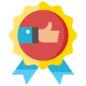 Thumbs up icon with a hand holding a blue ribbon, symbolizing top-rated expert services for CIPD assignment help.